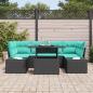 Preview: Sofa Set 7 stk. 6-Sitzanzahl Schwarz und Blau Poly-Rattan