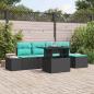 Preview: ARDEBO.de - Gartensofa-set 6 stk. Schwarz und Blau Poly-Rattan
