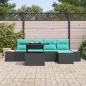Preview: Gartensofa-set 6 stk. Schwarz und Blau Poly-Rattan