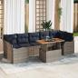 Preview: ARDEBO.de - Gartensofa-set 8 stk. Grau und Marineblau Poly-Rattan