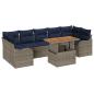 Preview: Gartensofa-set 8 stk. Grau und Marineblau Poly-Rattan