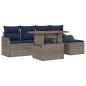 Preview: Gartensofa-set 6 stk. Grau und Marineblau Poly-Rattan