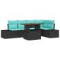 Preview: Garten-Sofa-Set 6 stk. 5-Sitzanzahl Schwarz und Teal