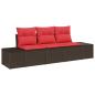 Preview: Gartensofa-set 3 stk. Braun und Rot Poly-Rattan
