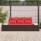 Preview: Gartensofa-set 3 stk. Braun und Rot Poly-Rattan