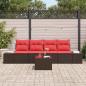 Preview: Gartensofa-set 5 stk. Beige und Rot Poly-Rattan