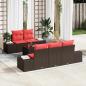 Preview: ARDEBO.de - Garten-Sofa-Set 6 stk. Beige und Rot Poly-Rattan