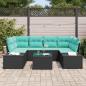 Preview: Garten-Sofa-Set 8 stk. Schwarz und Türkis Poly-Rattan