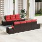 Preview: ARDEBO.de - Garten-Sofa-Set 8 stk. Beige und Rot Poly-Rattan