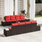 Preview: ARDEBO.de - Garten-Sofa-Set 9 stk. Beige und Rot Poly-Rattan