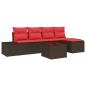 Preview: Garten-Sofa-Set 5 stk. Braun und Rot Poly-Rattan