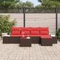 Preview: Garten-Sofa-Set 5 stk. Braun und Rot Poly-Rattan