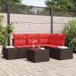 Preview: ARDEBO.de - Gartensofa-set mit Speicher Braun und Rot Poly-Rattan