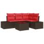 Preview: Gartensofa-set mit Speicher Braun und Rot Poly-Rattan
