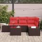 Preview: Gartensofa-set mit Speicher Braun und Rot Poly-Rattan