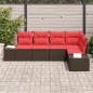 Preview: Gartensofa-set 5 stk. Braun und Rot Poly-Rattan