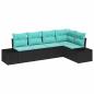 Preview: Gartensofa-set 5 stk. Schwarz und Türkis Poly-Rattan