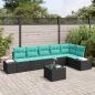 Preview: ARDEBO.de - Gartensofa-set mit Speicher Schwarz und Türkis Poly-Rattan