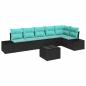 Preview: Gartensofa-set mit Speicher Schwarz und Türkis Poly-Rattan