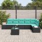 Preview: Gartensofa-set mit Speicher Schwarz und Türkis Poly-Rattan
