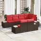 Preview: ARDEBO.de - Gartensofa-set 7 stk. Braun und Rot Poly-Rattan