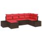 Preview: Garten-Sofa-Set 6 stk. Braun und Rot Poly-Rattan