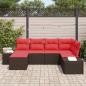 Preview: Garten-Sofa-Set 6 stk. Braun und Rot Poly-Rattan