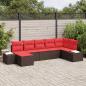 Preview: ARDEBO.de - Garten-Sofa-Set 7 stk. Braun und Rot Poly-Rattan