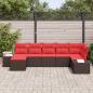 Preview: Garten-Sofa-Set 7 stk. Braun und Rot Poly-Rattan