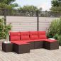 Preview: ARDEBO.de - Garten-Sofa-Set 4 stk. Braun und Rot Poly-Rattan