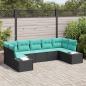 Preview: ARDEBO.de - Gartensofa-set 7 stk. 7-Sitzanzahl Schwarz und Türkis