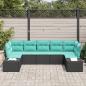 Preview: Gartensofa-set 7 stk. 7-Sitzanzahl Schwarz und Türkis