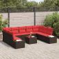 Preview: Gartensofa-set 9 stk. 8-Sitzanzahl Braun und Rot Polyrattan