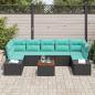 Preview: Gartensofa-set 8 stk. Schwarz und Türkis Poly-Rattan