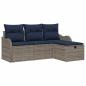 Preview: Gartensofa-set 4 stk. 3-Sitzanzahl Grau und Marineblau