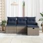 Preview: Gartensofa-set 4 stk. 3-Sitzanzahl Grau und Marineblau