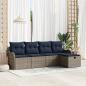 Preview: ARDEBO.de - Gartensofa-set 5 stk. 4-Sitzer Grau und Marineblau Poly-Rattan