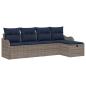 Preview: Gartensofa-set 5 stk. 4-Sitzer Grau und Marineblau Poly-Rattan