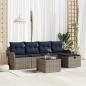 Preview: ARDEBO.de - Gartensofa-set 6 stk. 4-Sitzer Grau und Marineblau Poly-Rattan