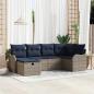 Preview: ARDEBO.de - Gartensofa-set 6 stk. Grau und Marineblau Poly-Rattan