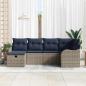 Preview: Gartensofa-set 6 stk. Grau und Marineblau Poly-Rattan