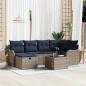 Preview: ARDEBO.de - Gartensofa-set 7 stk. Grau und Marineblau Poly-Rattan