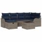Preview: Gartensofa-set 7 stk. Grau und Marineblau Poly-Rattan