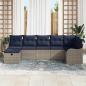 Preview: Sofa Set mit Kissen Grau und Marineblau Poly-Rattan