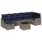 Preview: Sofa Set mit Kissen Grau und Marineblau Poly-Rattan