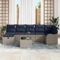 Preview: Sofa Set mit Kissen Grau und Marineblau Poly-Rattan