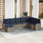 Preview: ARDEBO.de - Sofa Set mit Kissen Grau und Marineblau Poly-Rattan