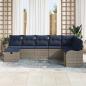 Preview: Sofa Set mit Kissen Grau und Marineblau Poly-Rattan
