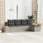 Preview: ARDEBO.de - Gartensofa-set 5 stk. Hellgrau Poly-Rattan