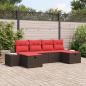Preview: ARDEBO.de - Gartensofa-set 6 stk. Braun Poly-Rattan
